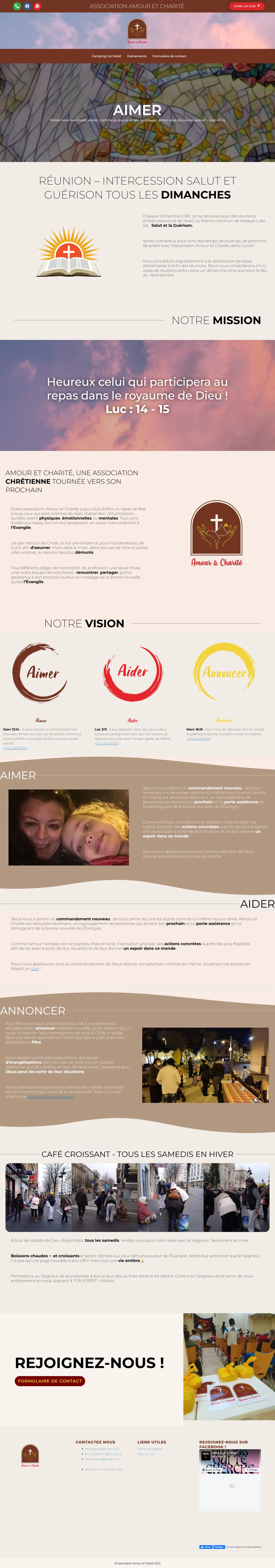 screenshot du site association amour et charité